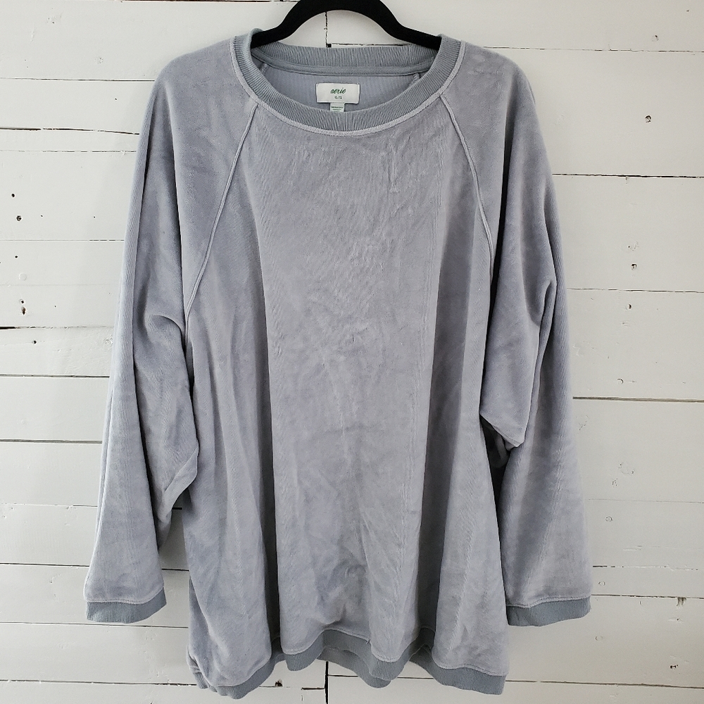 Baby blue AERIE velour oversized sweatshirt size XL/XXL
